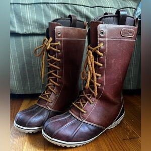 LL Bean 2.5 TEK Tall Duck Boots Waterproof Brown Leather 290707 Womens Size 9